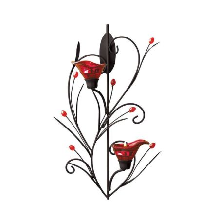  RUBY BLOSSOM TEALIGHT SCONCE 
