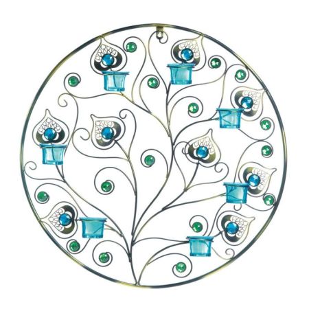 PEACOCK PLUMES CIRCULAR WALL SCONCE
