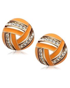 Rose Gold(Ion Plating) Brass Earrings with Top Grade Crystal in Clear