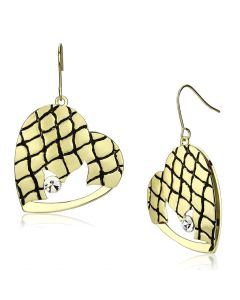  Matte Gold & Gold Iron Earrings with Top Grade Crystal in Clear