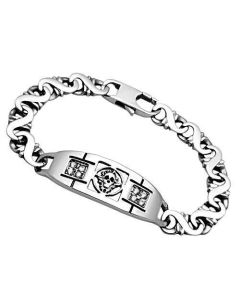 JCE574 High polished (no plating) Stainless Steel Bracelet with AAA Grade CZ in Clear