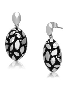 JCE912 High polished (no plating) Stainless Steel Earrings with Epoxy in Jet