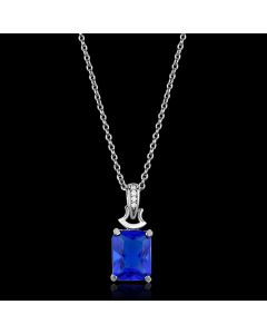 JCE449 Rhodium 925 Sterling Silver Chain Pendant with Synthetic Synthetic Glass in Montana