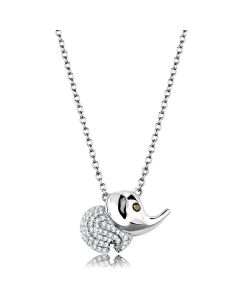 JCE450 Rhodium 925 Sterling Silver Chain Pendant with AAA Grade CZ in Topaz